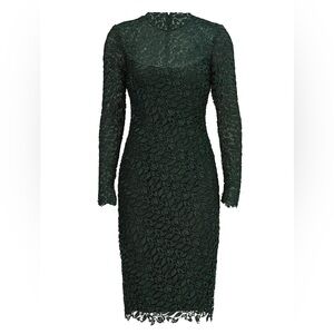 ML Monique Lhuillier Emerald Green Lace Sheath Dress - size 16